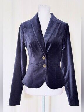 ModCloth Velvet 2 Button Blazer Blue Womens XS Lined
